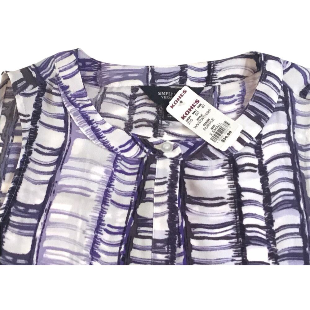 Simply Vera Wang XS Simply Tunic Purple Black White Top NWT $34.99 - Picture 4 of 4